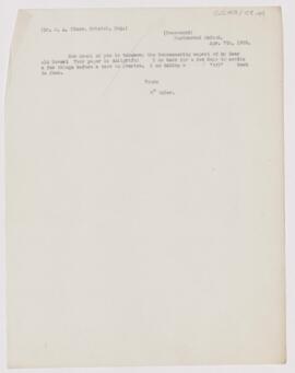 Letter to John Alexander Nixon, April 7, 1909