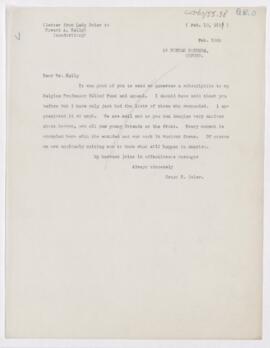Letter to Howard Atwood Kelly, February 10, 1914(?)