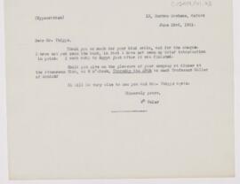 Letter to Henry Phipps, June 23, 1911
