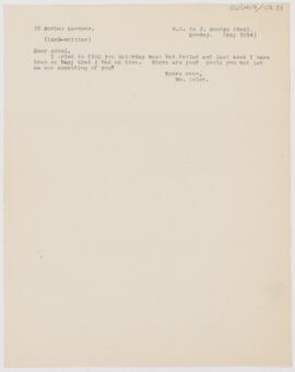 Letter to John George Adami, May 1914
