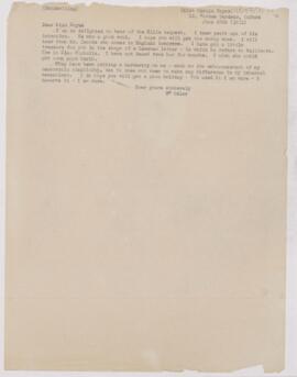 Letter to Marcia C. Noyes, June 20, 1911