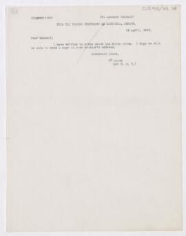 Letter to Leonard L. Mackall, April 19, 1915