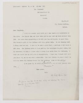Letter to Francis John Shepherd, March 31, 1918
