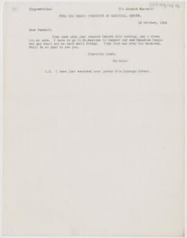 Letter to Leonard L. Mackall, October 13, 1914