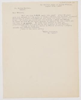 Letter to Arthur Thomson, August 27, 1908