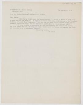 Letter to Thomas Lewis, February 7, 1912