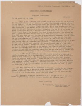 Letter to John George Adami, January 16, 1915