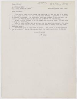 Letter to Henri Amédée Lafleur, March 13, 1895
