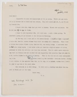 Letter to Thomas McCrae, approximately May 1908