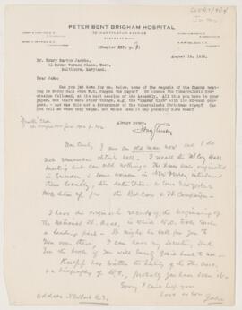Letter to Henry Barton Jacobs, August 18, 1922