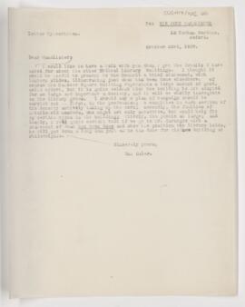 Letter to John Young Walker MacAlister, October 23, 1907