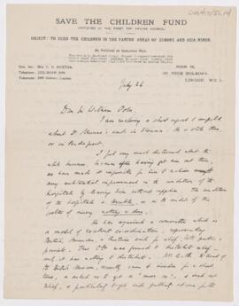 Letter to William Osler, July 26, 1919(?)