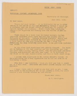 Letter to William Osler, June 16, 1908