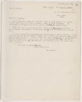 Letter to T. Herbert Warren, November 10, 1904
