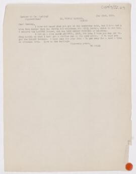 Letter to Harvey Cushing, May 22, 1911