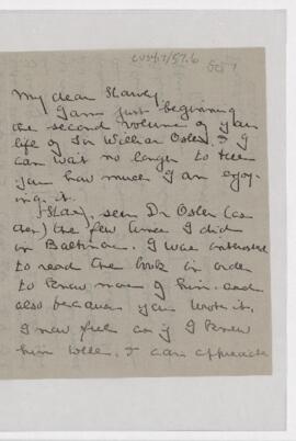 Letter to Harvey Cushing, October 1, ?