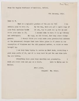 Letter to James Tyson, January 8, 1912