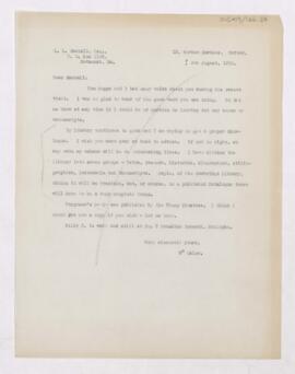 Letter to Leonard L. Mackall, August 6, 1918