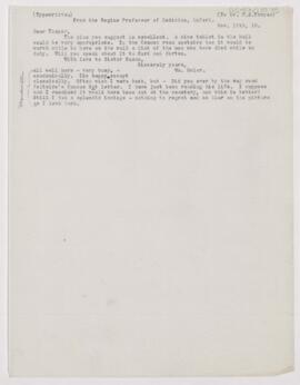 Letter to William Sydney Thayer, November 19, 1910