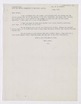 Letter to William Sydney Thayer, May 4, 1917