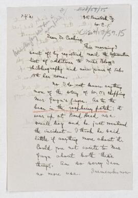 Letter to Harvey Cushing, March 7, 1921