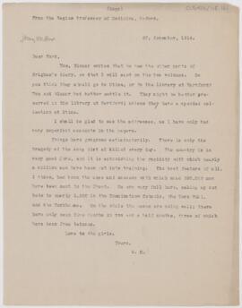 Letter to Henry Mills Hurd, November 23, 1914