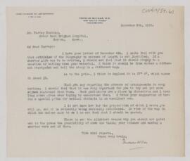 Letter to Harvey Cushing, December 8, 1925