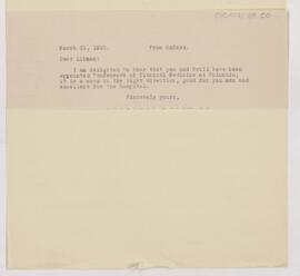 Letter to Emanuel Libman, March 31, 1910