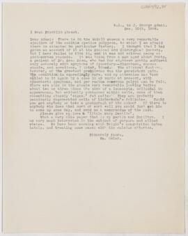 Letter to John George Adami, December 12, 1896