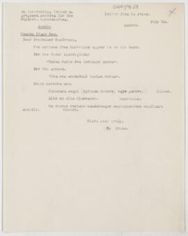 Letter to Sir John Burdon Sanderson, July 12, 1895(?)