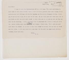 Letter to Thomas McCrae, March 1, 1907