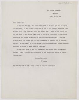 Letter to James William White, September 15, 1910