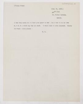 Letter to D'Arcy Power, January 21, 1918