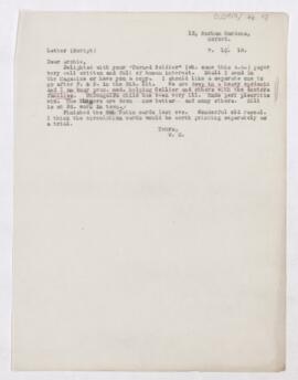 Letter to Thomas Archibald Malloch, October 7, 1918