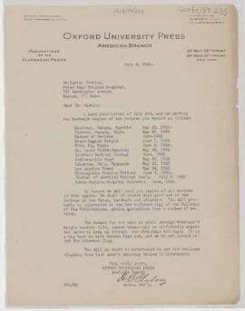 Letter to Harvey Cushing, July 8, 1925