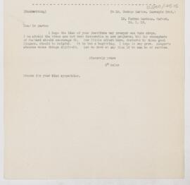 Letter to George Sarton, January 15, 1918