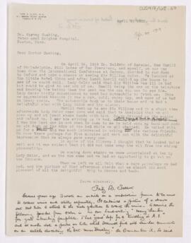 Letter to Harvey Cushing, April 24, 1919