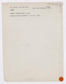 Letter to Harvey Cushing, December 15, 1919