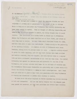 Letter to Editor, November 19, 1914