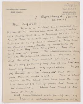 Letter to William Osler, August 19, 1919