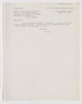 Letter to George H.F. Nuttall, August 3, 1906