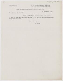 Letter to Mrs. Melchers, December 14, 1914