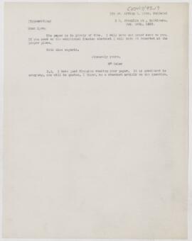 Letter to Irving P. Lyon, February 10, 1899