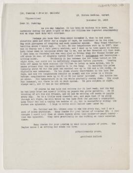 Letter to Harvey Cushing, December 10, 1919