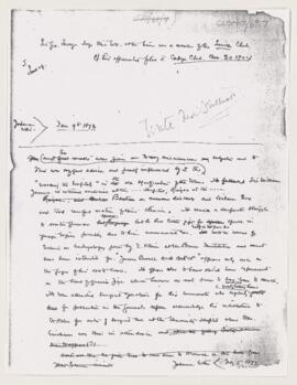 Cushing's notes on Savile Club, 1873