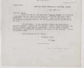 Letter to Henry Phipps, November 25, 1910