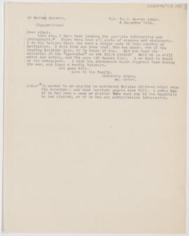 Letter to John George Adami, December 4, 1914