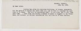 Letter to William Osler, July 13, 1908