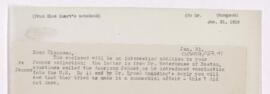 Letter to Arthur  (?) Thomson, January 31, 1919