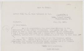 Letter to William Osler, January 12, 1895